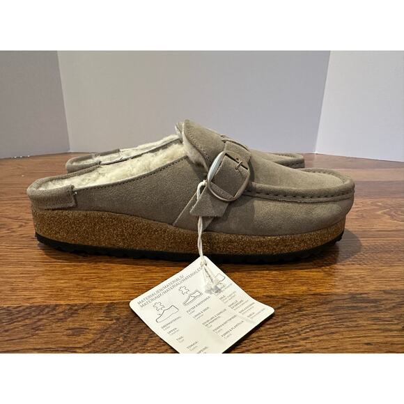 Birkenstock Buckley Shearling Suede Clog Gray Size 40 Narrow Fit NWT Cozy Clogs - Picture 2 of 10